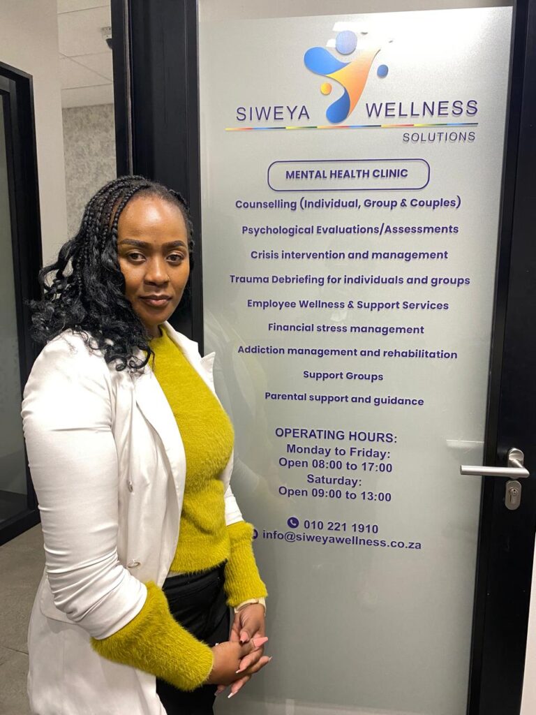 Siweya Wellness Registered counsellor at the center entrance